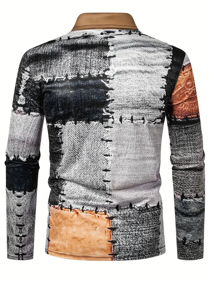 Zerem - Camicia a Maniche Lunghe con zip e Blocchi di Colore