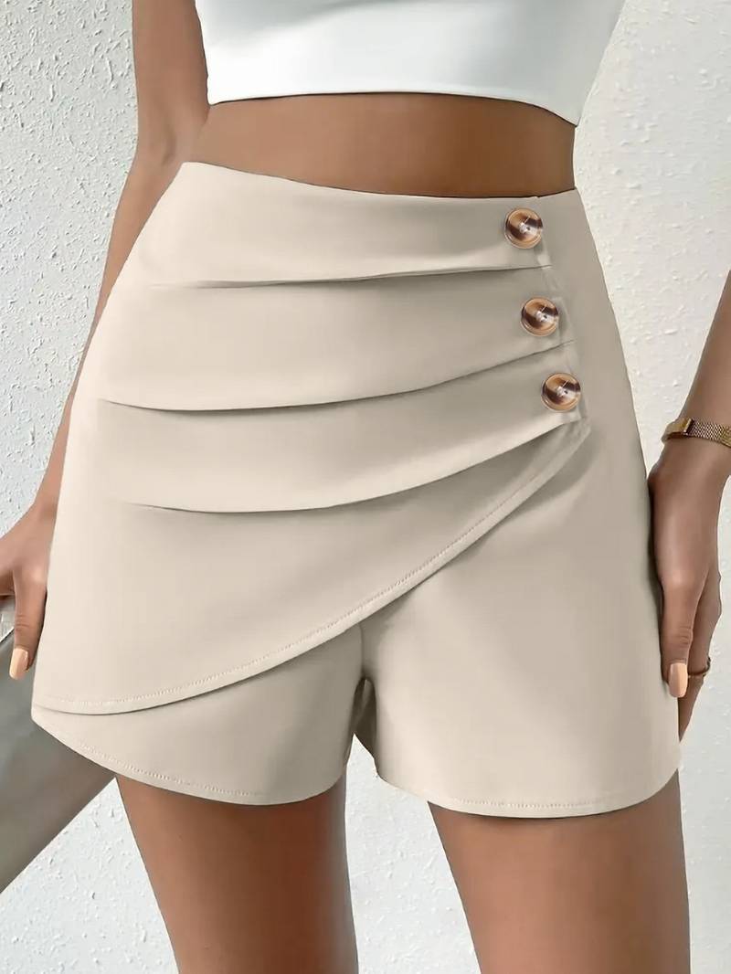 Houda - Shorts Cortissimi a Vita Alta Con Taglio Irregolare