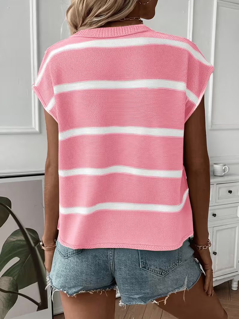 Enila - Maglione a Righe in Maglia Con Scollo Rotondo