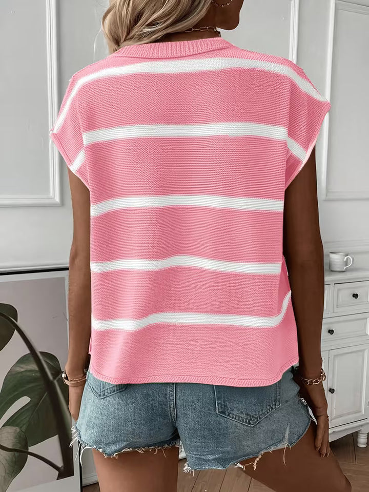 Enila - Maglione a Righe in Maglia Con Scollo Rotondo