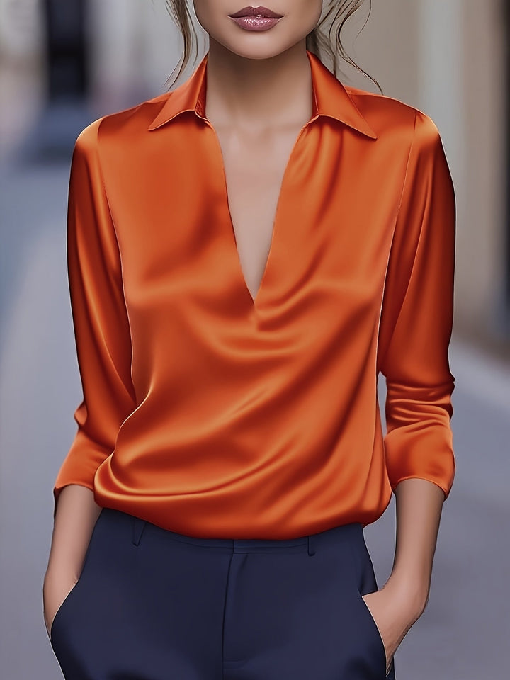 Kyrra – Elegante Camicetta In Raso Con Scollo a V