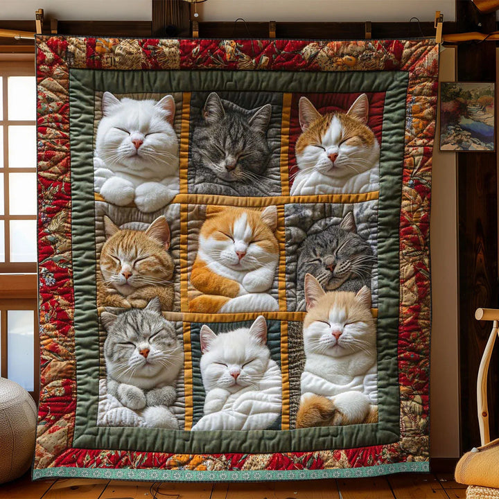 CozyCats - Coperta con Stampa di Gatti Reali Addormentati