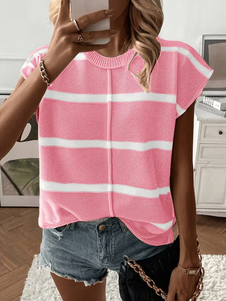 Enila - Maglione a Righe in Maglia Con Scollo Rotondo