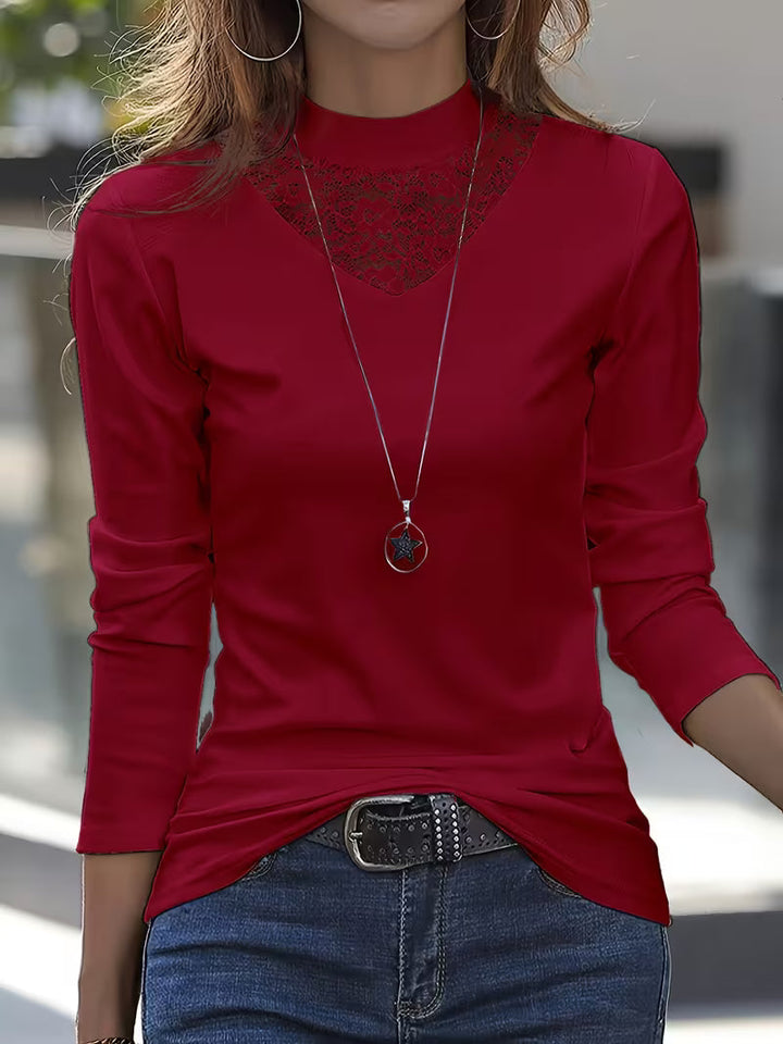 Serija - Maglia a Maniche Lunghe Con Scollo in Pizzo