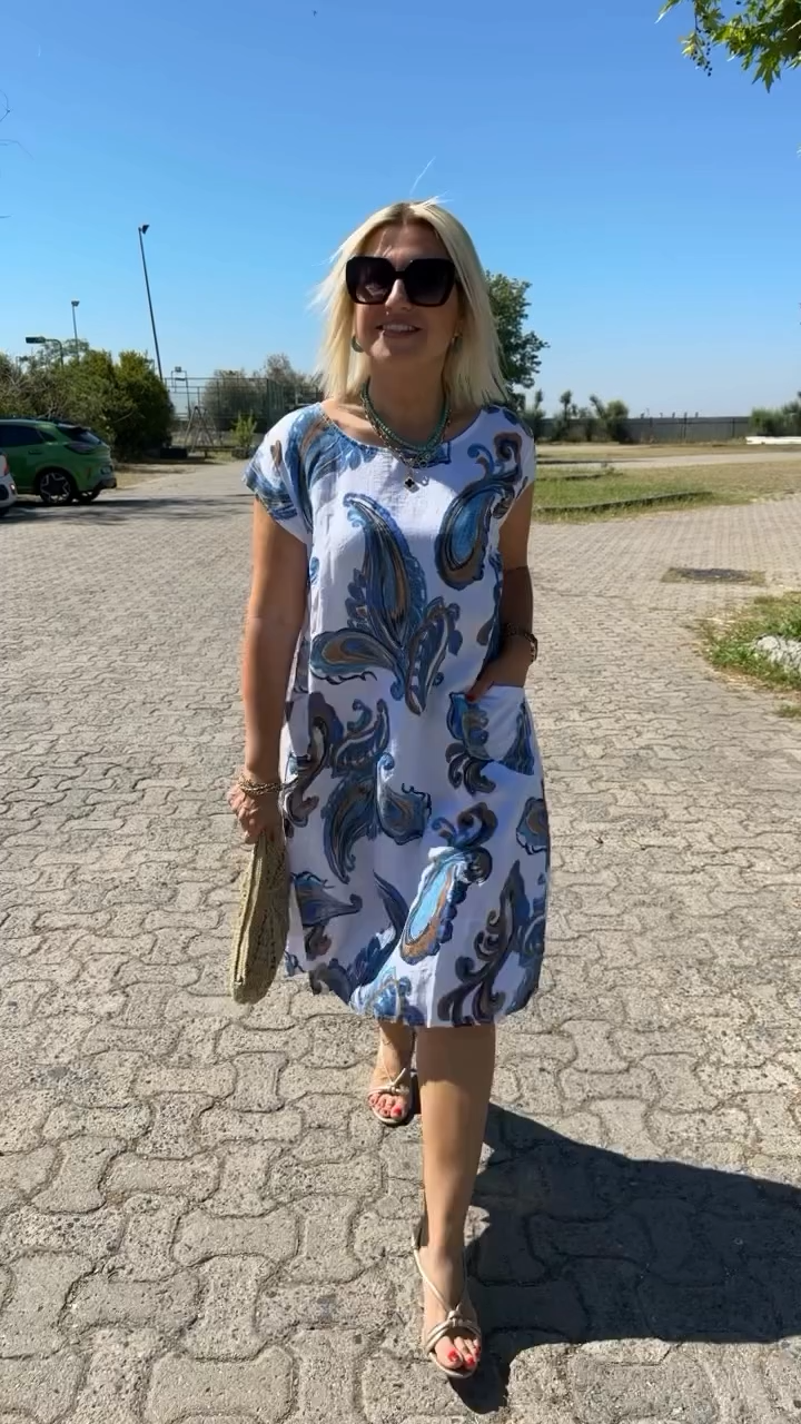 Hazal - Elegante Abito in Cotone Con Stampa