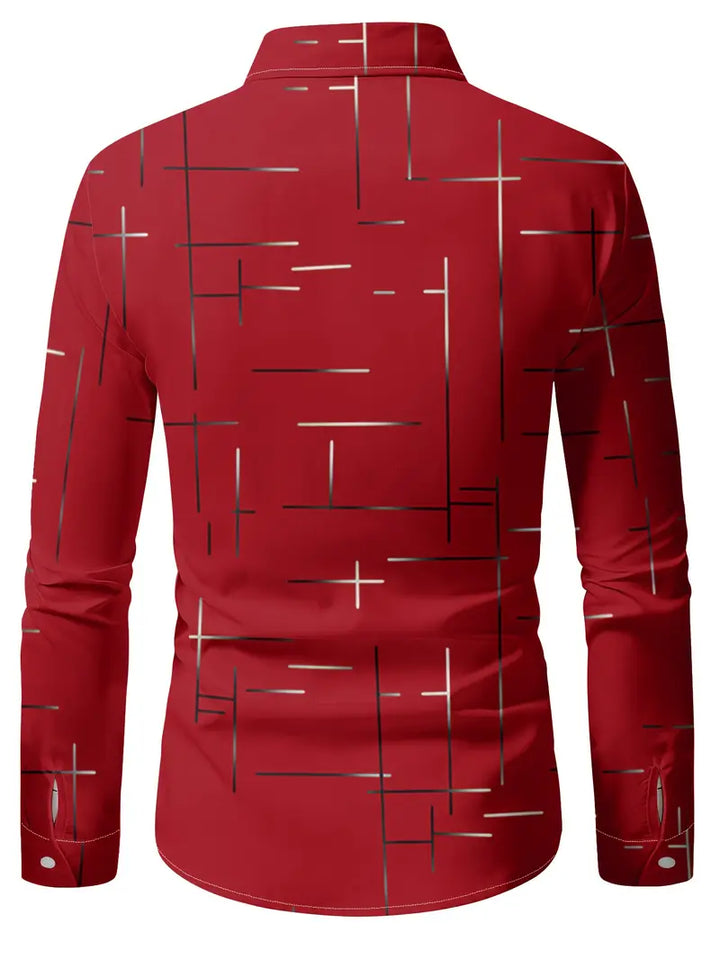 Nerio - Camicia a Maniche Lunghe Con Stampa Geometrica