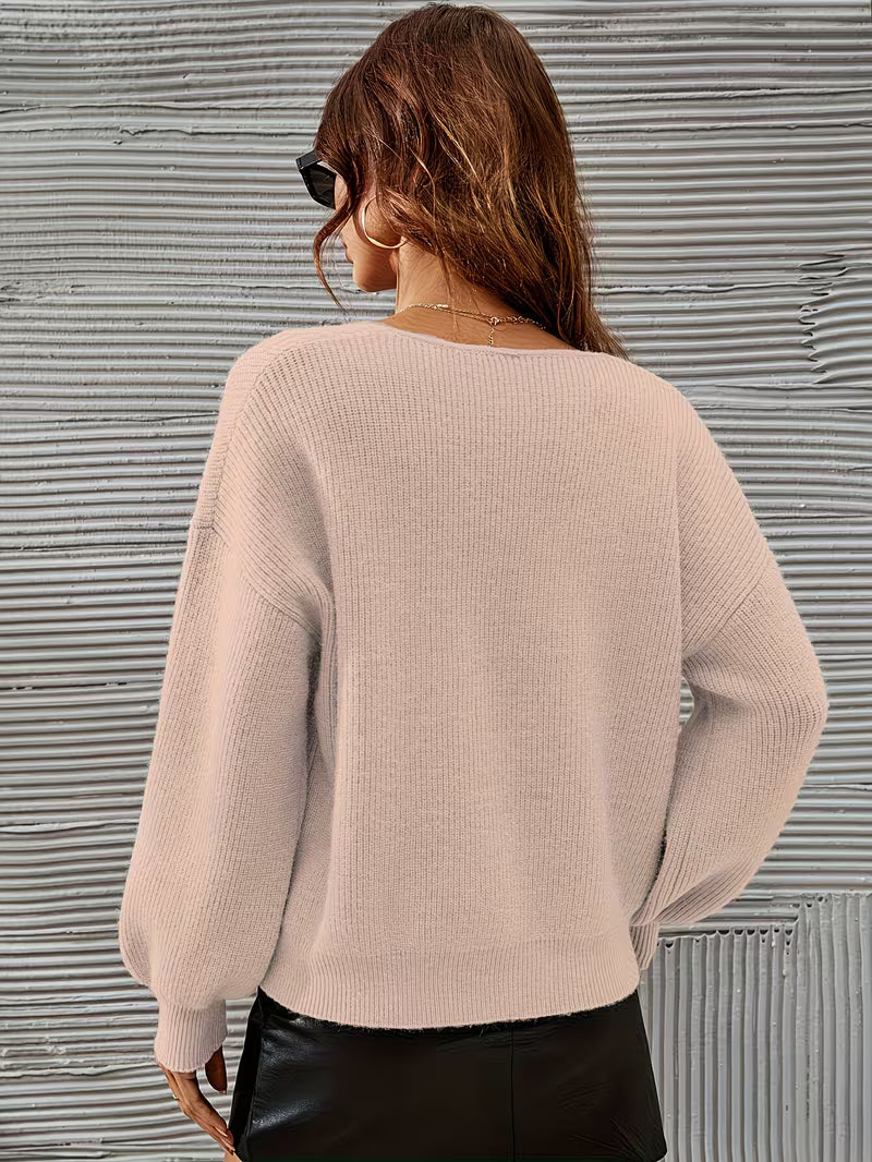Irmelin - Maglione Con Scollo a V e Spalle Scese