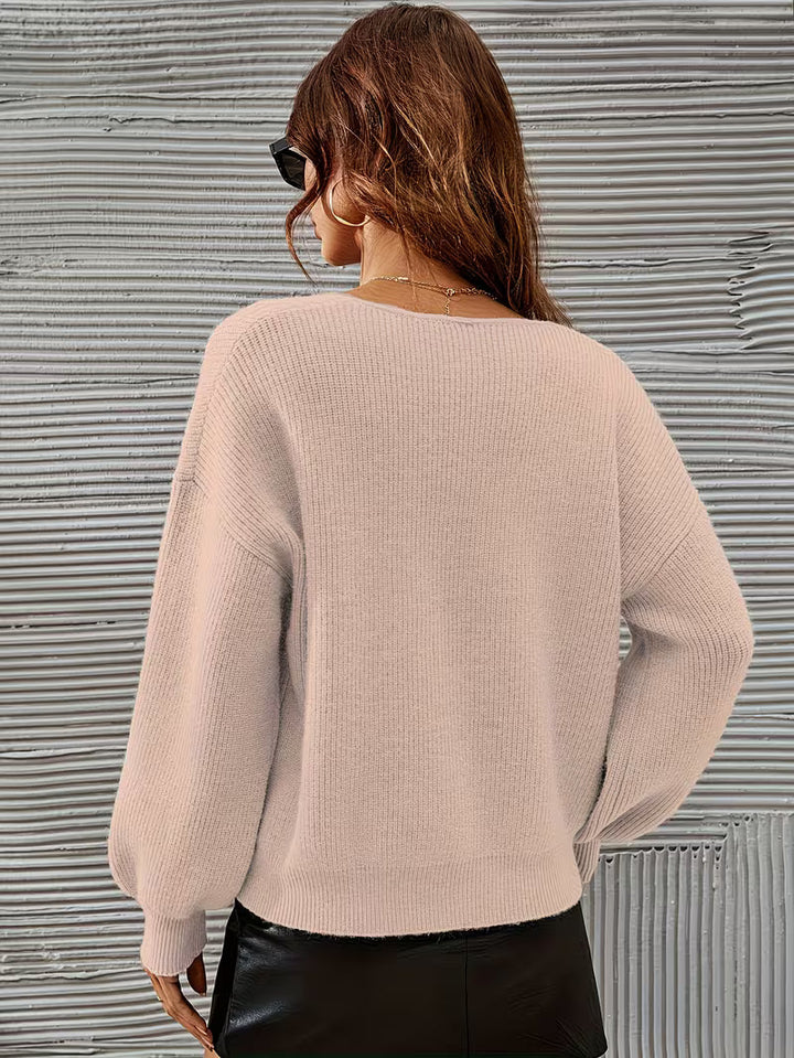 Irmelin - Maglione Con Scollo a V e Spalle Scese