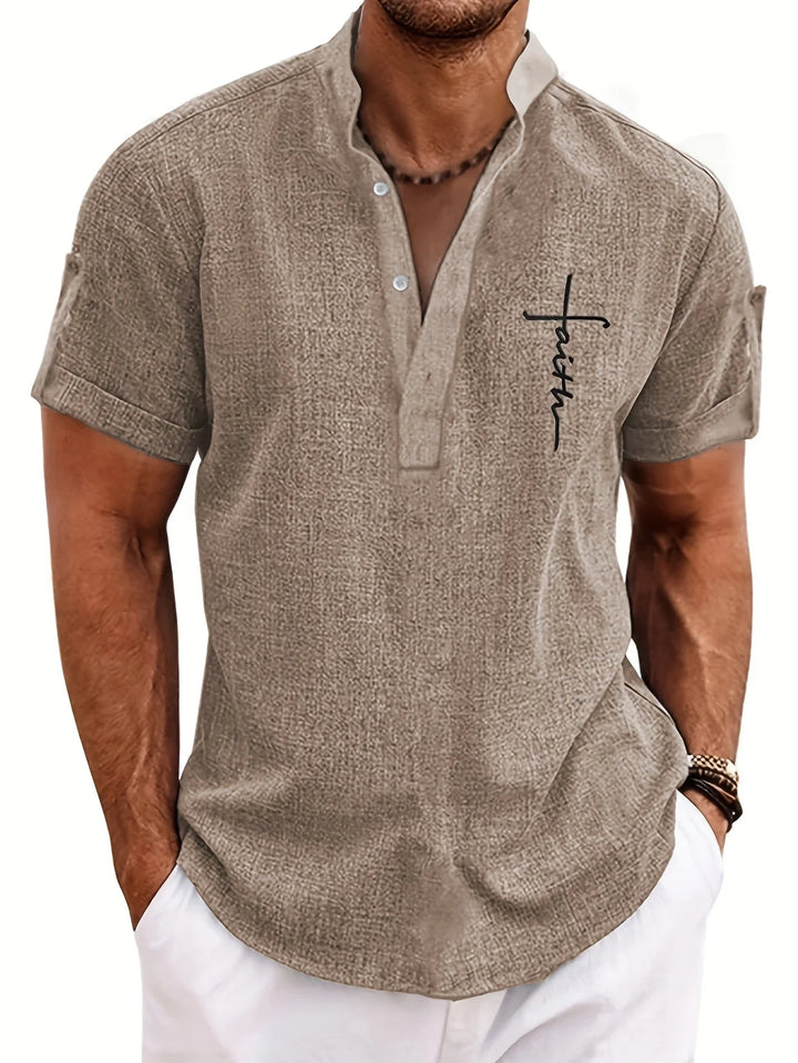 Elliott - Elegante Camicia a Maniche Corte Con Collo Alto