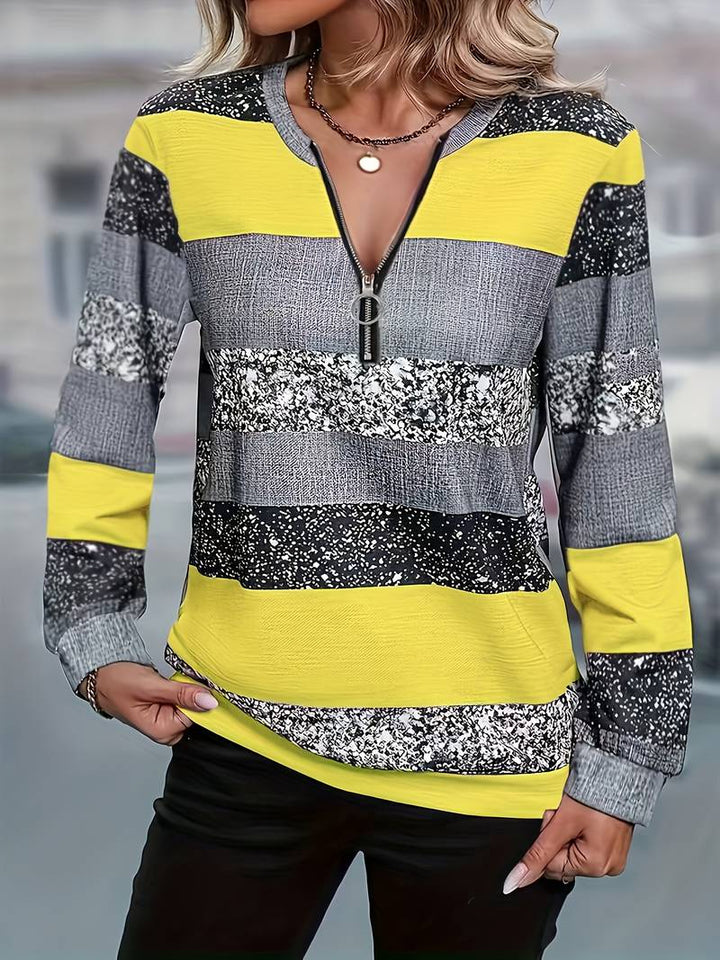 Avital - Maglione Casual a Righe Con Cerniera
