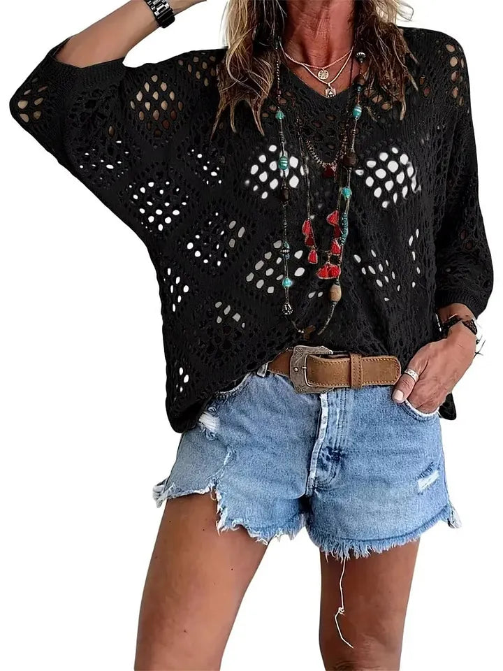 Raissa - Top a Maglia Con Scollo a V