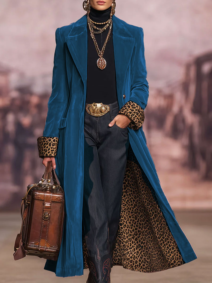Missa - Cappotto Con Polsini E Fodera Con Stampa Leopardata