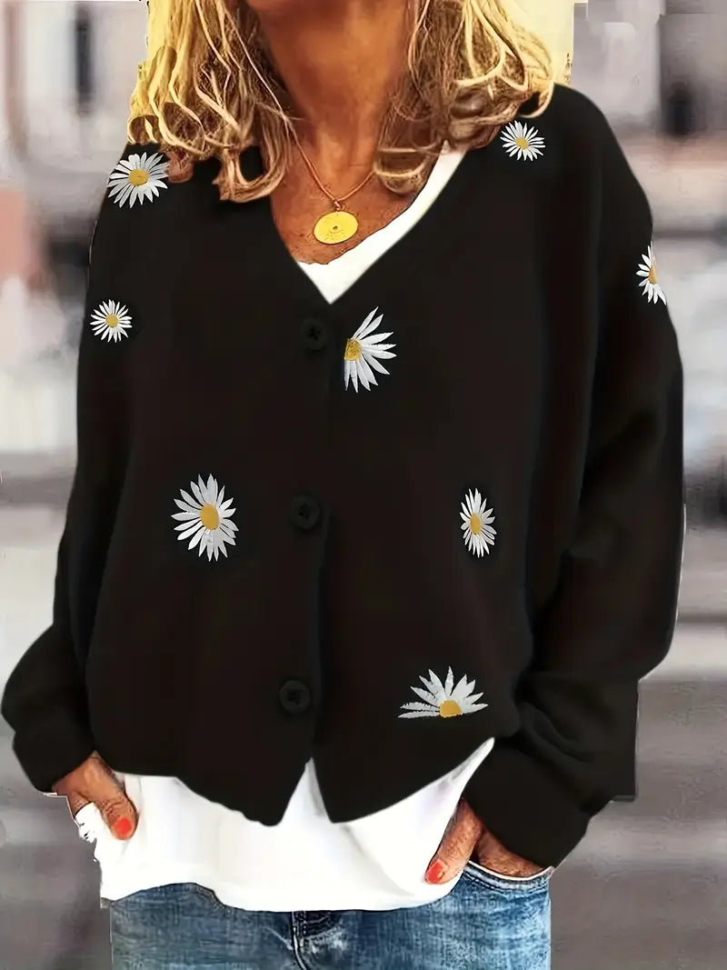 Korina - Elegante Cardigan a Maniche Lunghe Con Bottoni