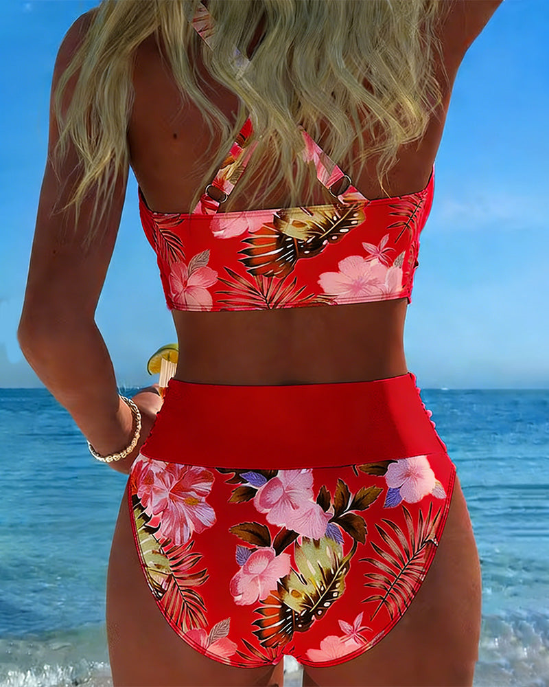 Hinari - Set Bikini Floreale a Vita Alta