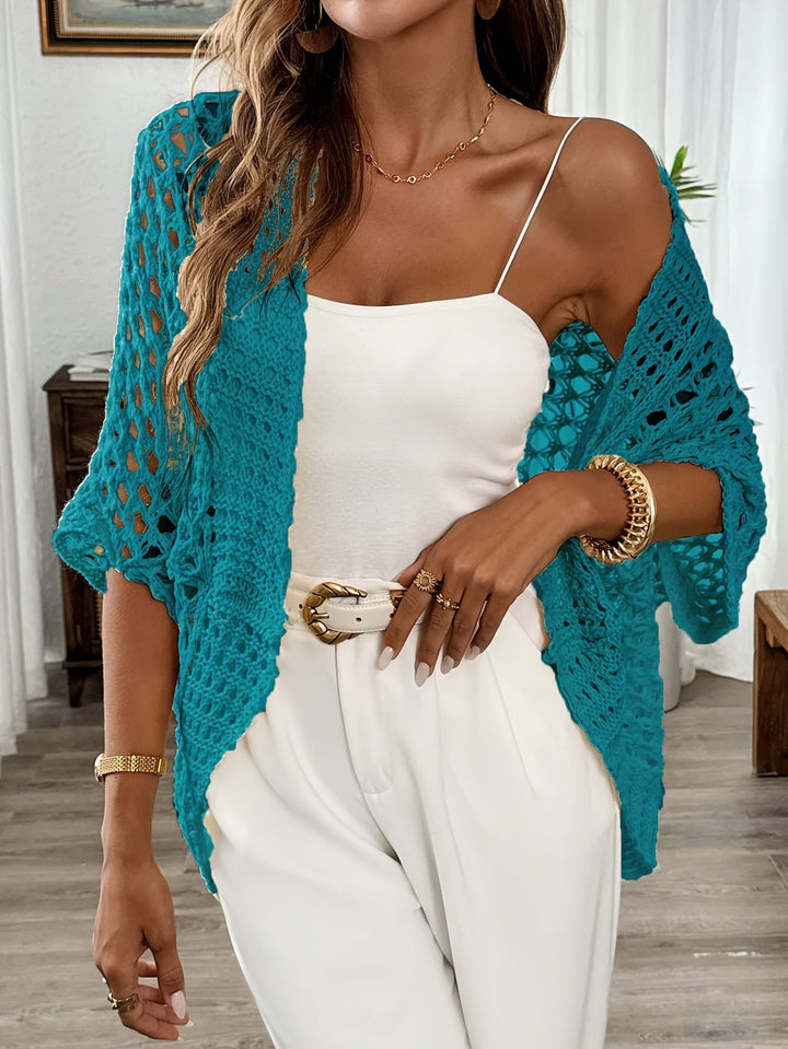 Etleva - Elegante Cardigan Traforato Con Maniche A Pipistrello