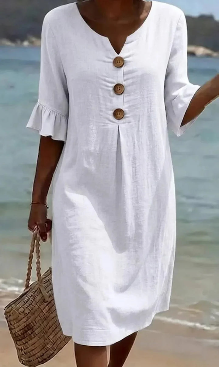 Mlaina - Elegante Abito Midi Con Bottoni