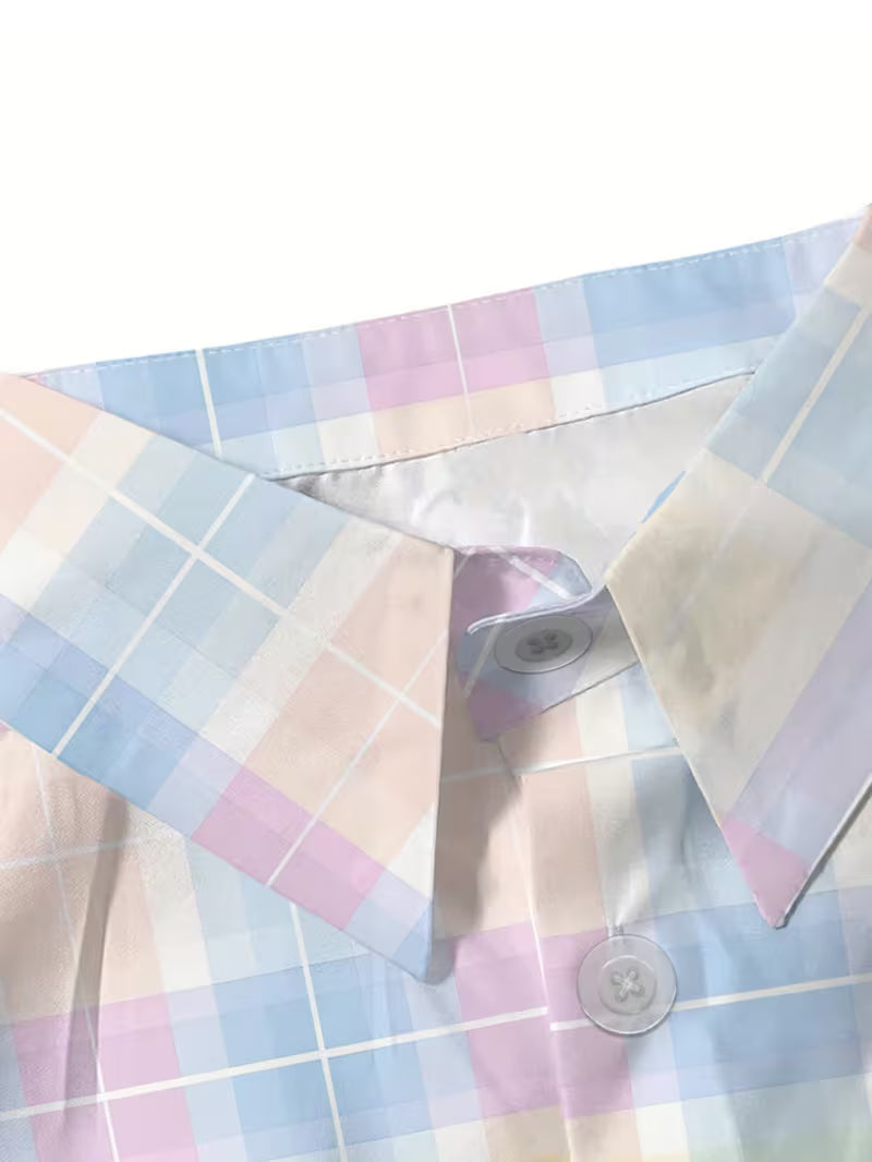 Harrell - Camicia a Maniche Corte con Motivo Scozzese