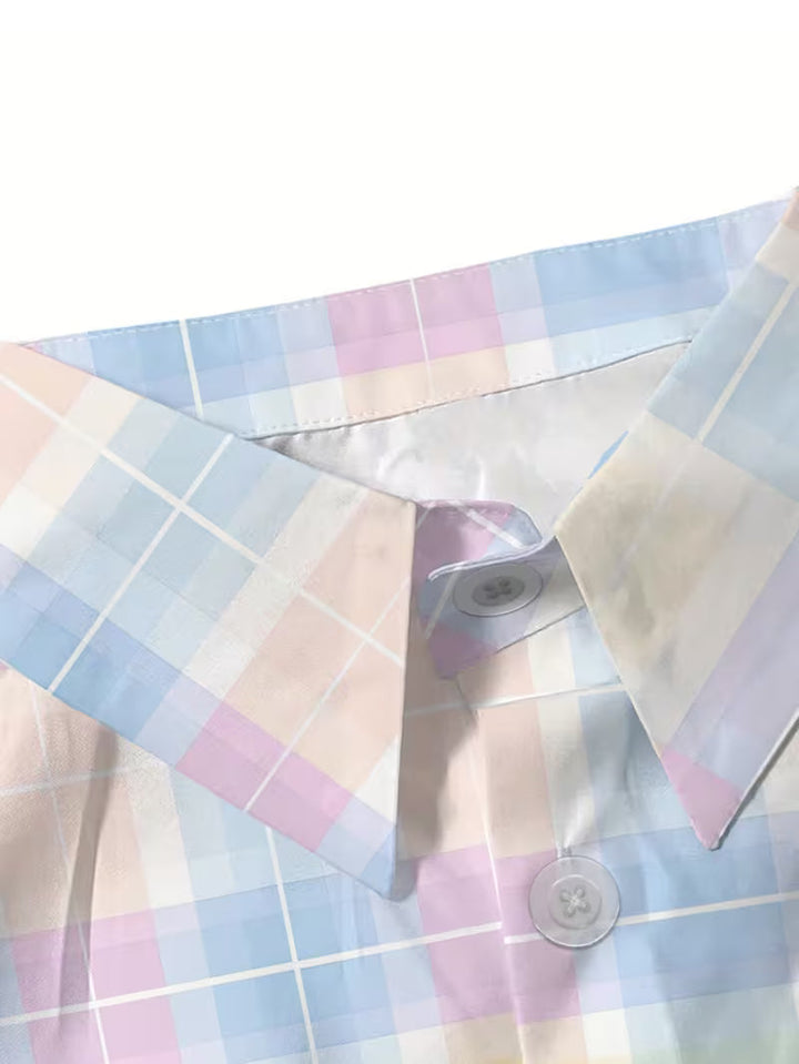 Harrell - Camicia a Maniche Corte con Motivo Scozzese