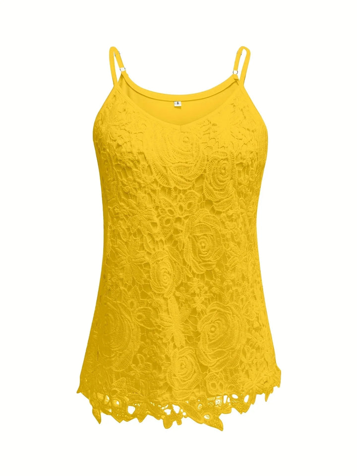 Juna - Elegante Top Senza Maniche In Pizzo Con Scollo a V