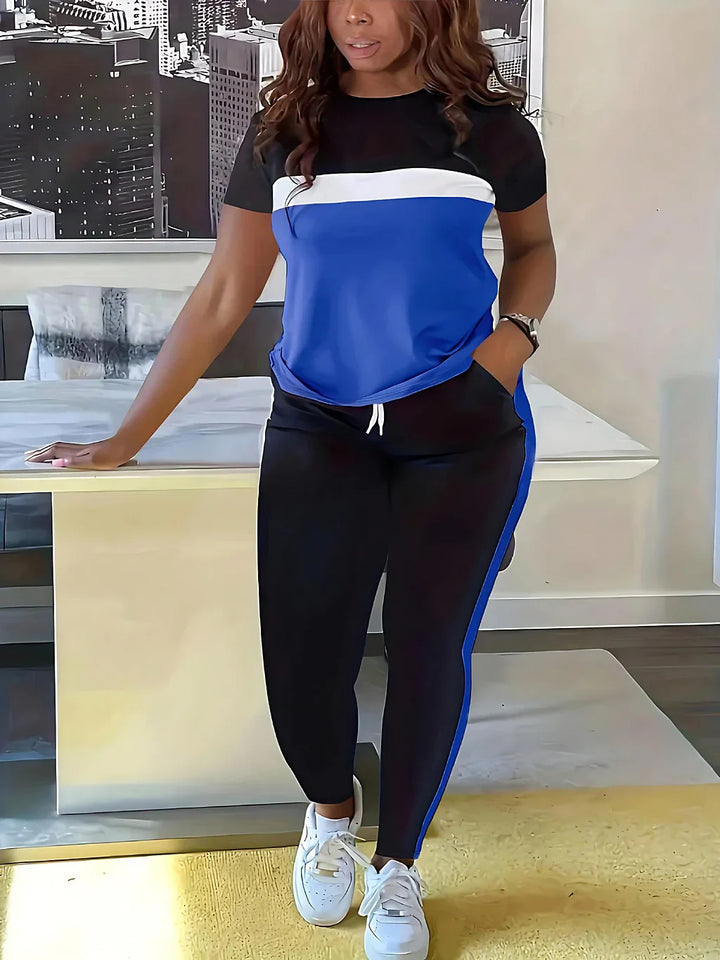 Fotini - Abito Sportivo Casual Estivo Alla Moda A Contrasto Colorato