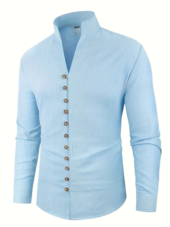 Shayne - Camicia Leggera In Cotone E Lino Con Maniche Lunghe