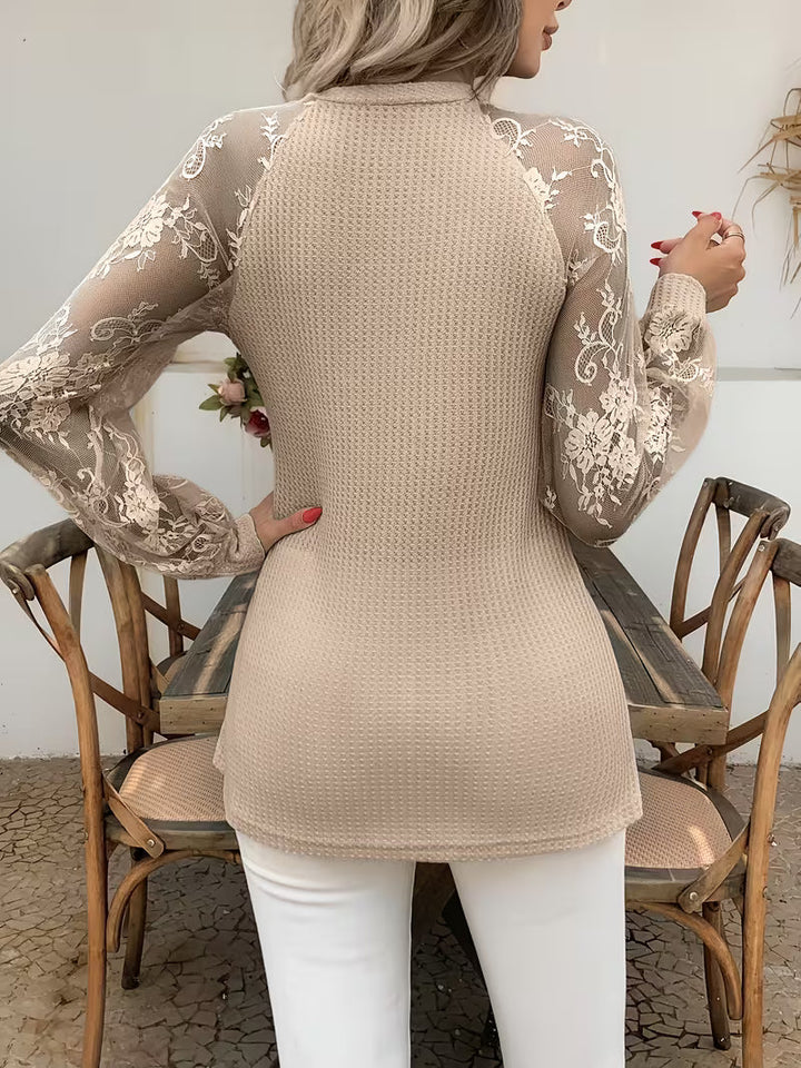 Wazina - Top Elegante Con Pizzo Semitrasparente