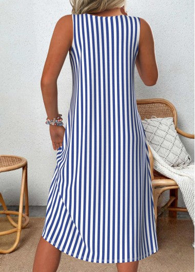 Emeely - Abito Casual A Righe Senza Maniche