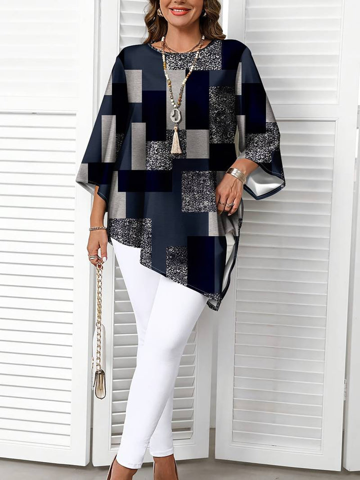 Nurit - Camicetta Oversize a Quadri Con Stampa e Maniche Corte
