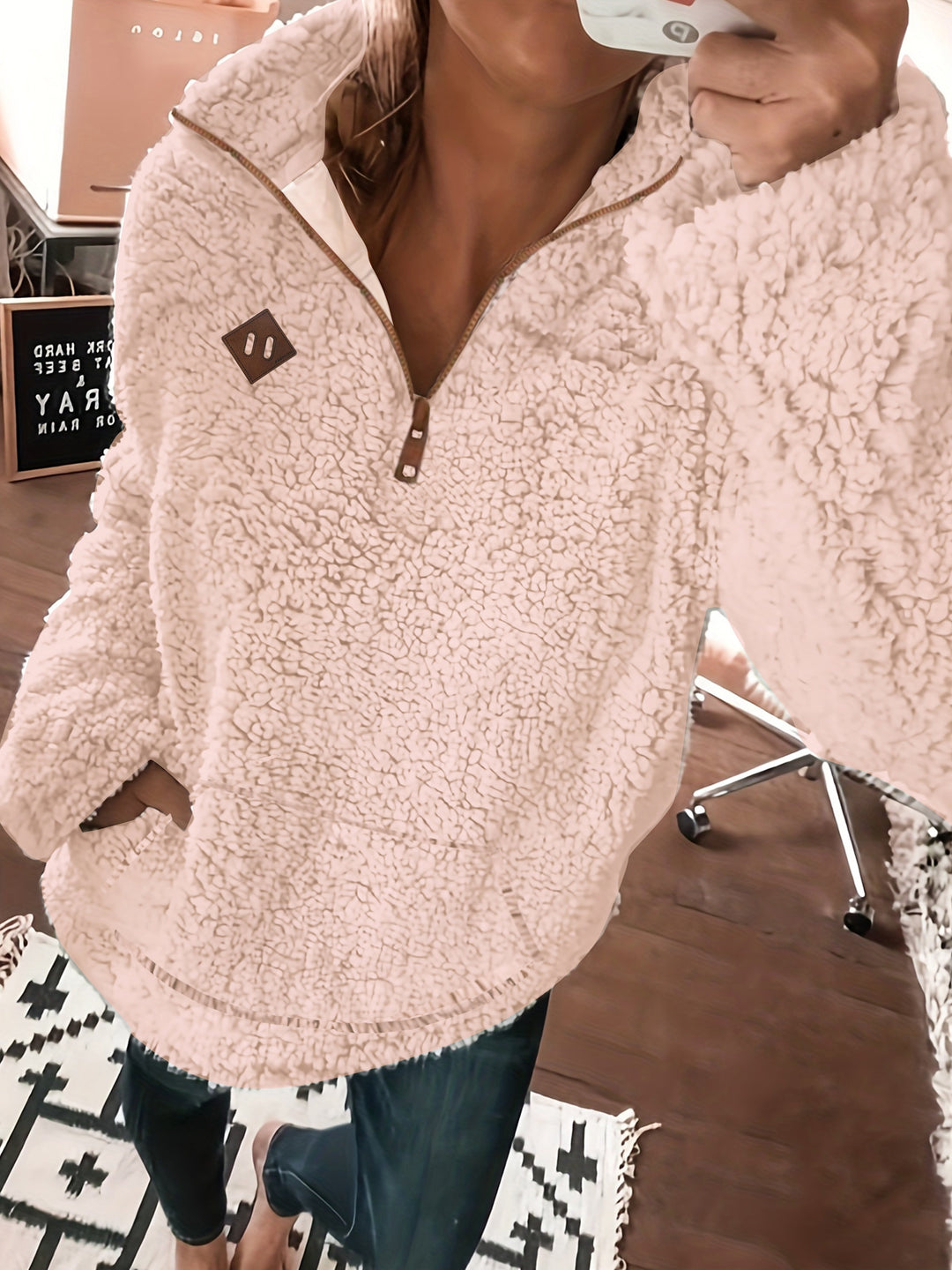 Willemien - Felpa Con Zip In Pile a Maniche Lunghe
