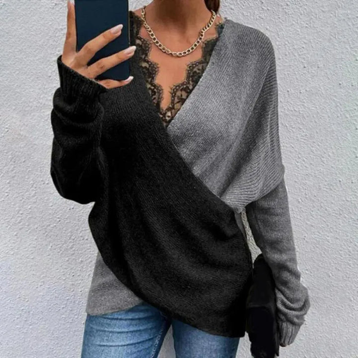 Keira - Maglione Avvolgente a Maniche Lunghe con Scollo a V