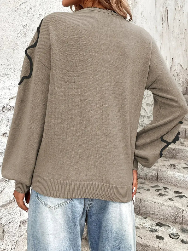 Semira - Maglione a Maniche Lunghe Con Ricami Floreali