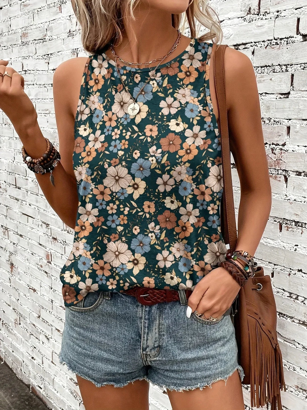 Lilou - Top Estivo Casual Con Stampa Floreale