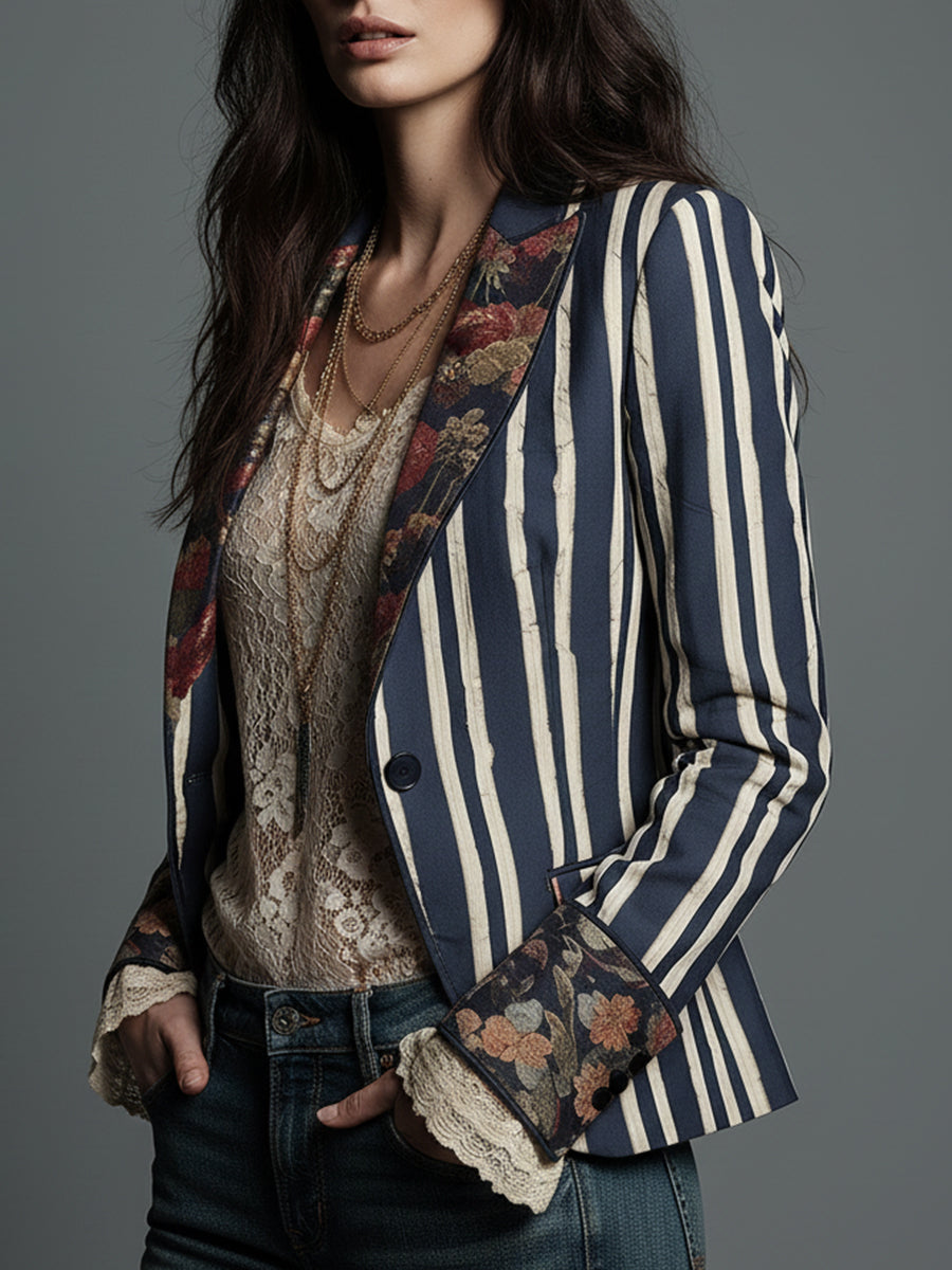 Shalisa - Blazer a Righe In Stile Bohémien