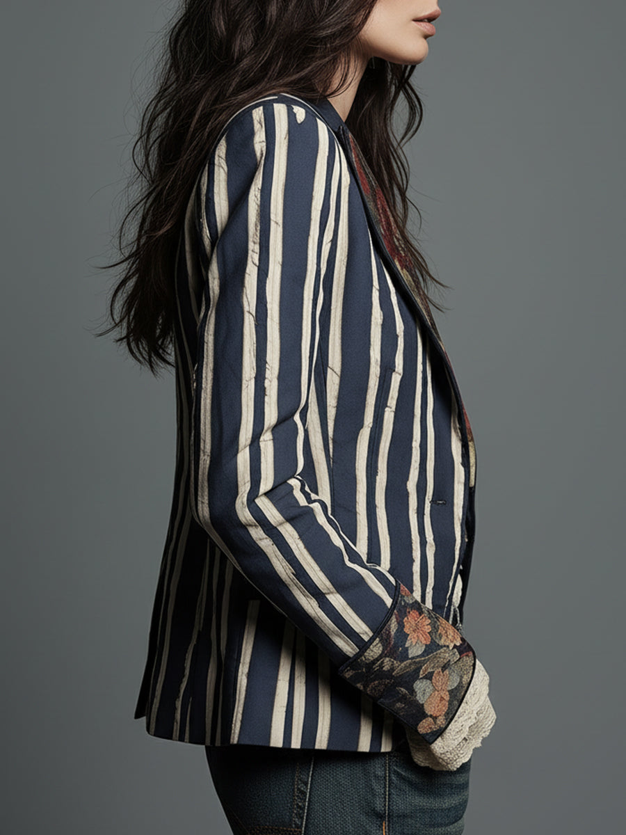 Shalisa - Blazer a Righe In Stile Bohémien