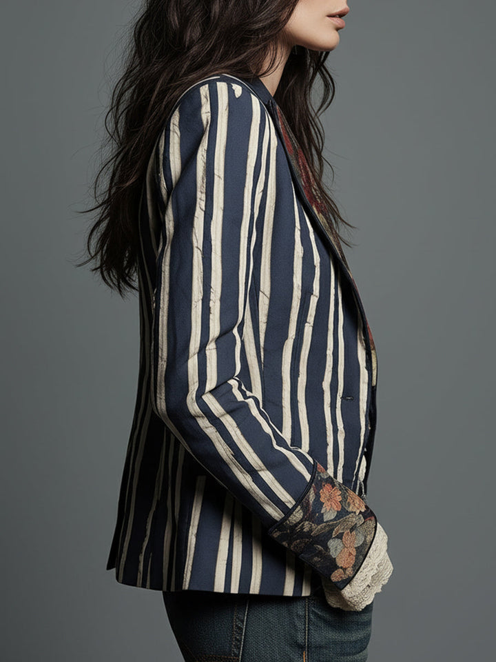 Shalisa - Blazer a Righe In Stile Bohémien
