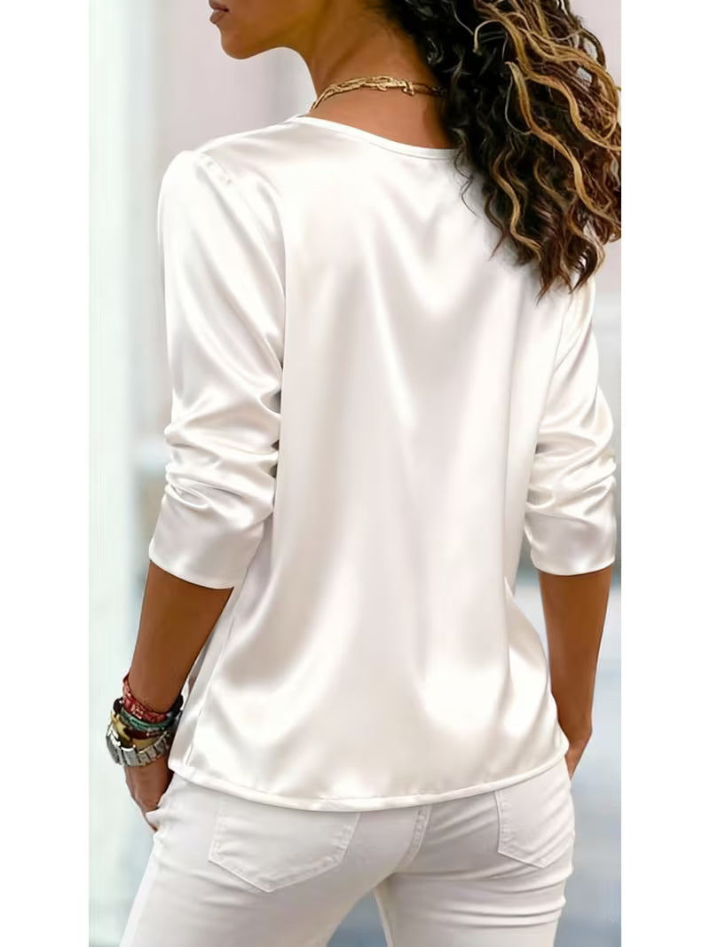 Belina - Top in Raso Con Scollo Quadrato E Bottoni