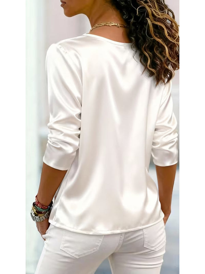 Belina - Top in Raso Con Scollo Quadrato E Bottoni