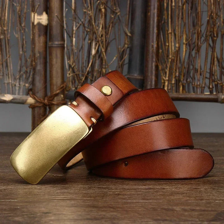 Cristobal - Cintura in Pelle con Fibbia in Ottone Forgiato