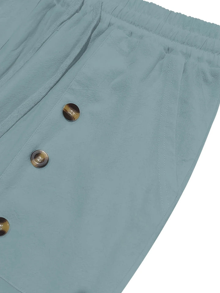 Beslan - Elegante Pantalone A Gamba Dritta Con Bottoni Dorati