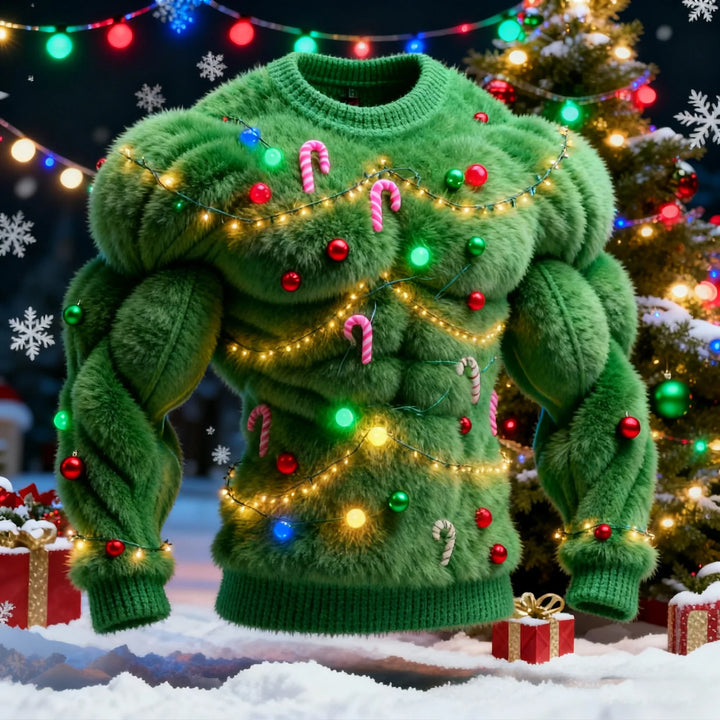 Nissanka - Elegante Maglione Natalizio a Maniche Lunghe Con Motivo ad Albero di Natale