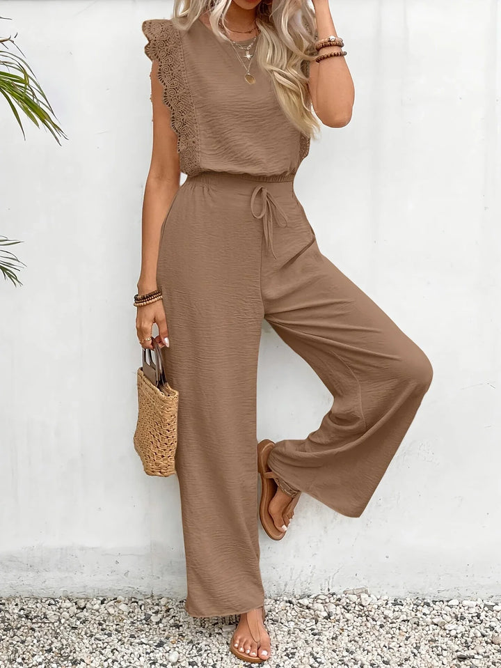 Ziva - Elegante Top In Pizzo e Pantaloni a Gamba Larga