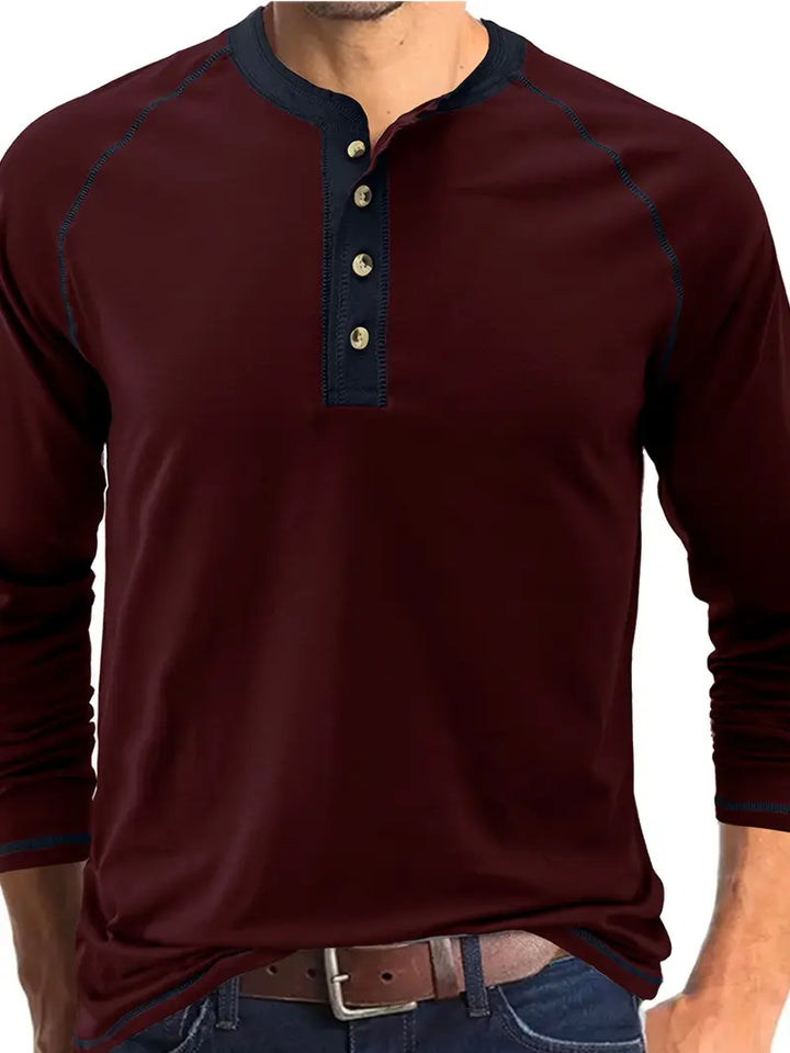Sharma - Camicia Henley a Maniche Lunghe Con Collo Rotondo