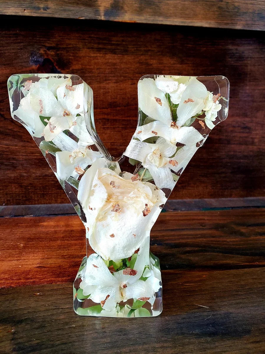 FloraShine - Lampada Da Notte in Resina Con Fiori Fatti a Mano