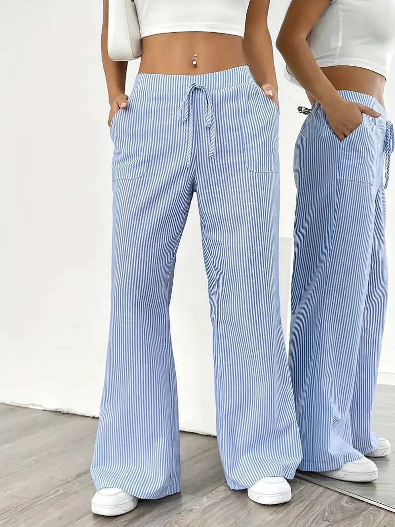 Alina - Elegante Pantalone A Righe Con Tasche