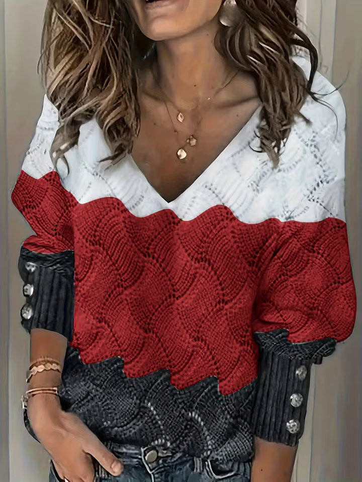 Sinara - Elegante Maglione Con Scollo A V E Maniche Lunghe