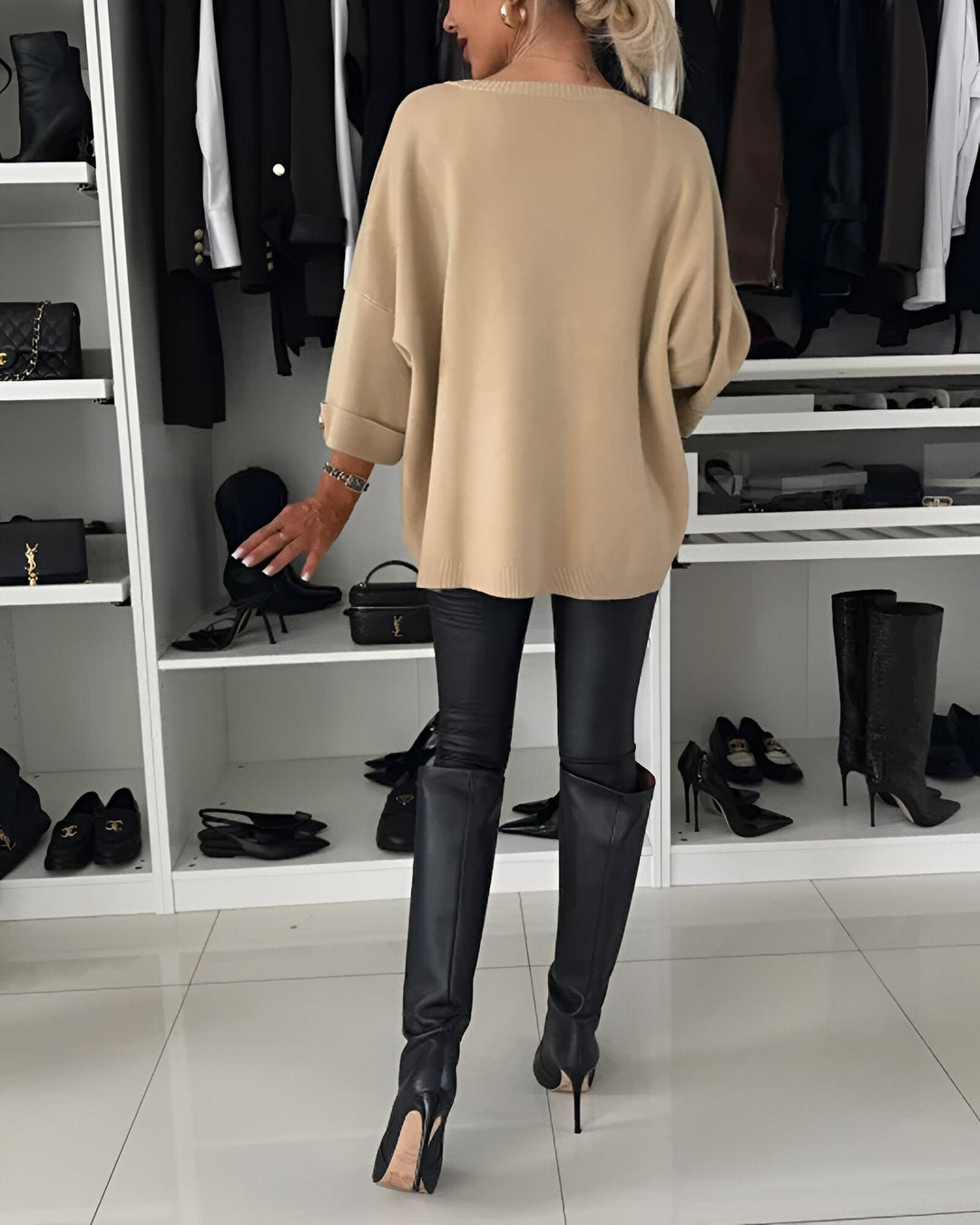 Sieglinde - Maglione Lavorato a Maglia Con Scollo Rotondo