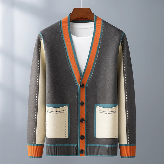 Lajos - Cardigan In Lana Lavorato a Maglia Con Tasche