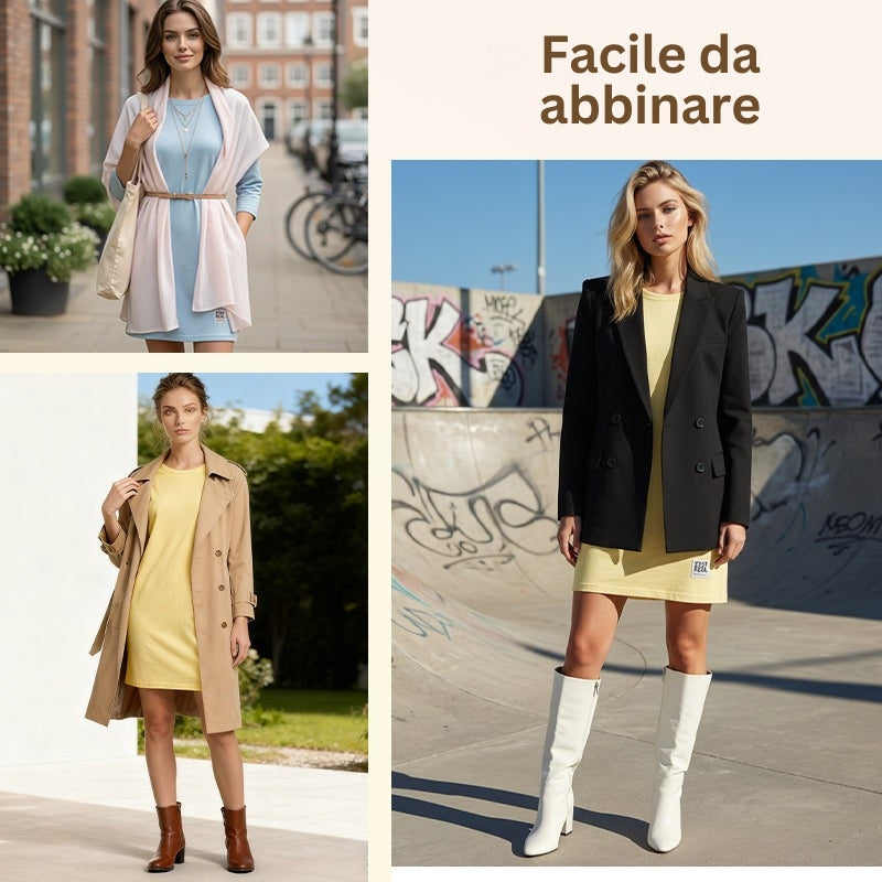 Sidsel - Elegante Abito T-Shirt Con Scollo Rotondo