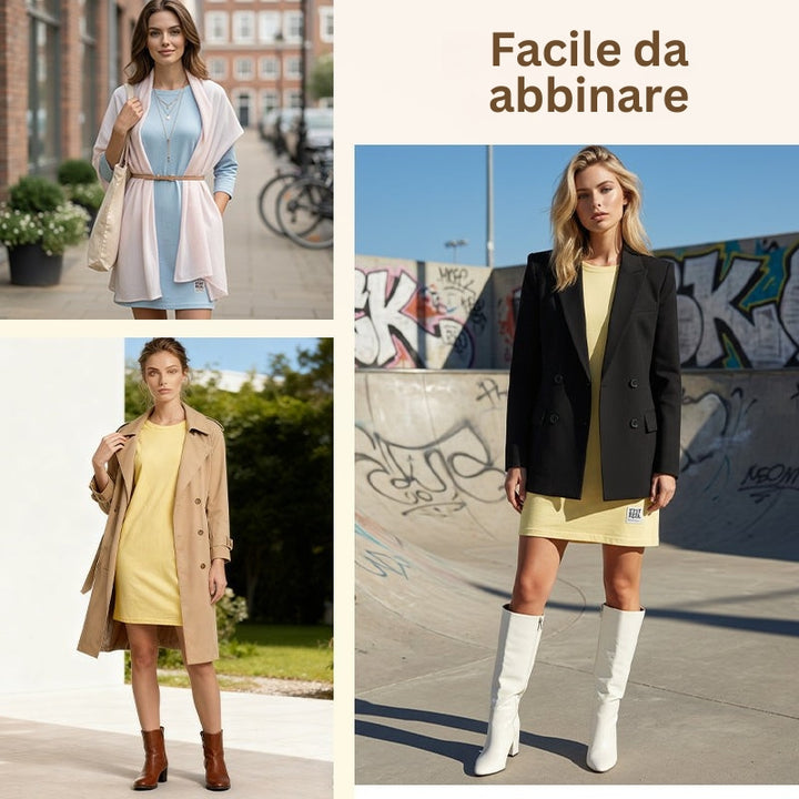Sidsel - Elegante Abito T-Shirt Con Scollo Rotondo