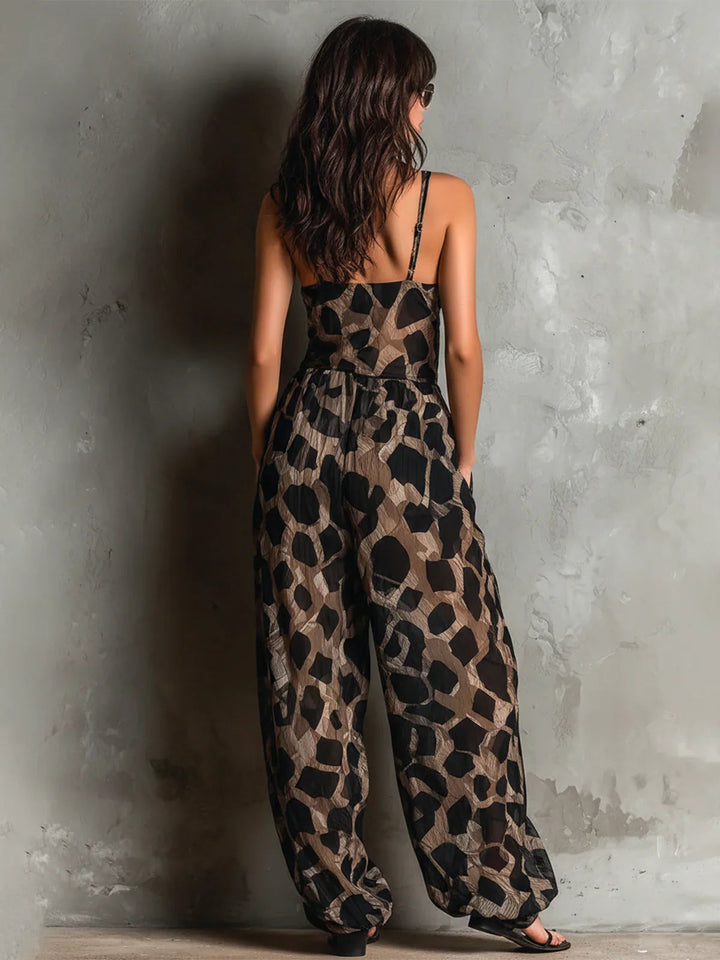 Apophia - Tuta Con Stampa Animalier E Scollo All’americana